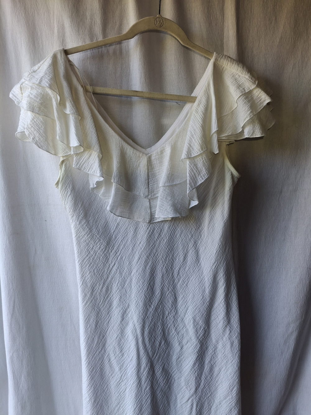 Ultra Dress Collection White Ruffled V-Neck Dress